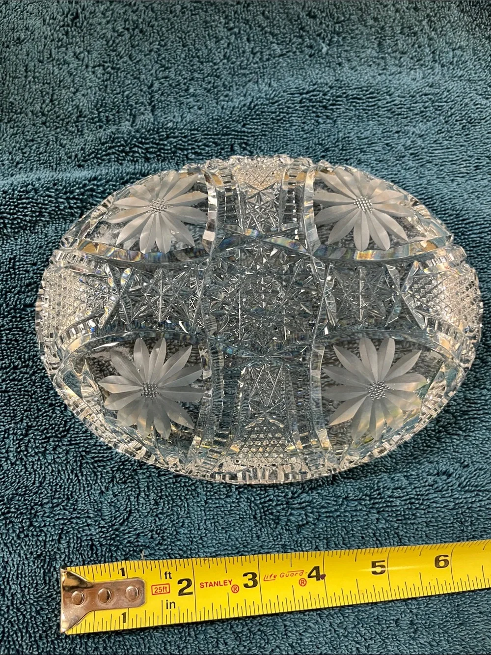 Antique clear glass oval serving dish